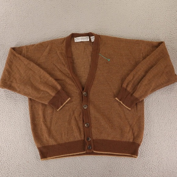 John Ashford Other - John Ashford Tan/Brown Herringbone Men's Cardigan